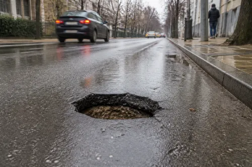 Дупка от поне 20 см зейна на ул. „Петрич“ във Варна