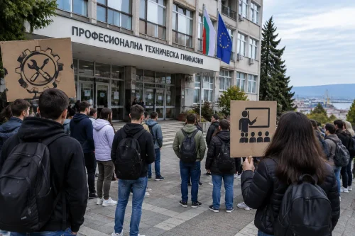 Ученици от ПТГ-Варна протестират за кабинети и учители