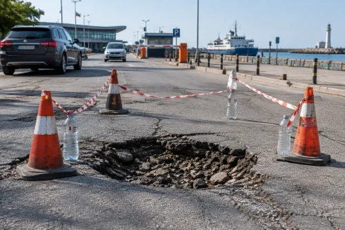 Дупка срещу Морска гара във Варна ядосва шофьорите