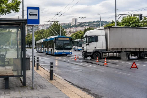 Аварирал камион спира спирка във Варна за линии 22, 118 и 82