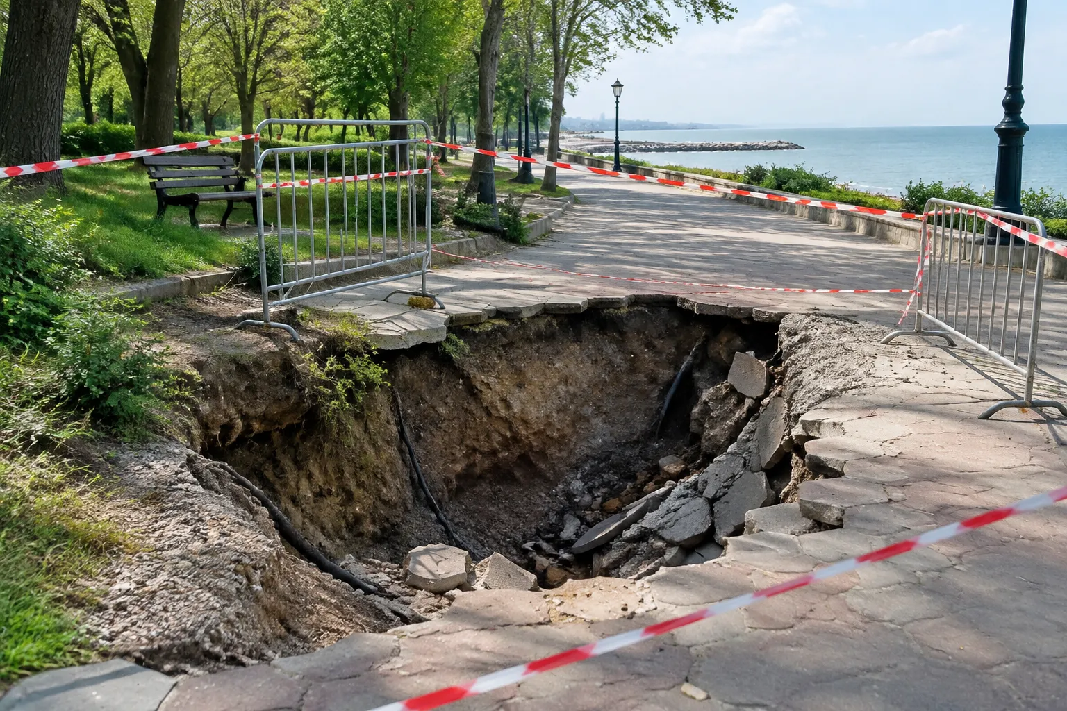 Пропадане в Морската градина във Варна застрашава пешеходци