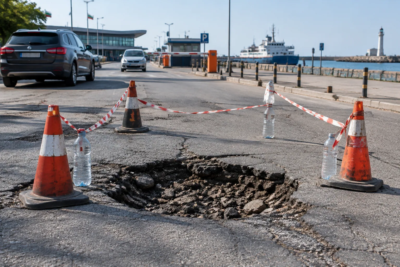 Дупка срещу Морска гара във Варна ядосва шофьорите