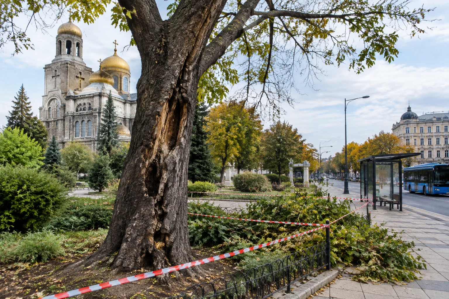 Варна премахва опасно дърво до Катедралата на 15 октомври
