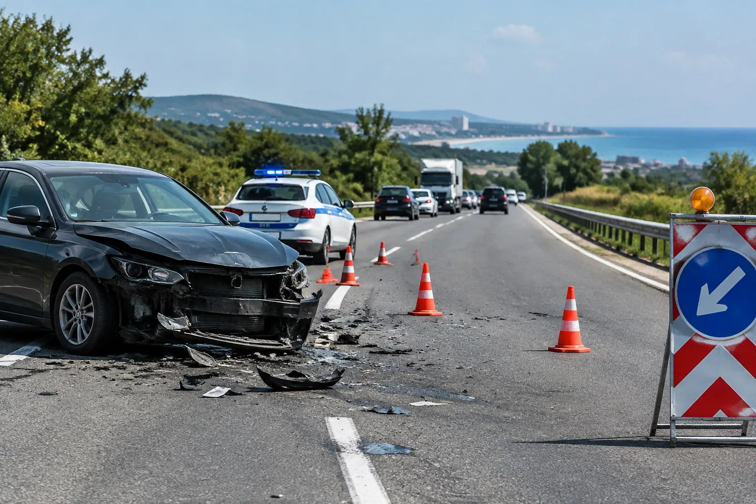 Катастрофа ограничи движението по I-9 между Албена и Кранево