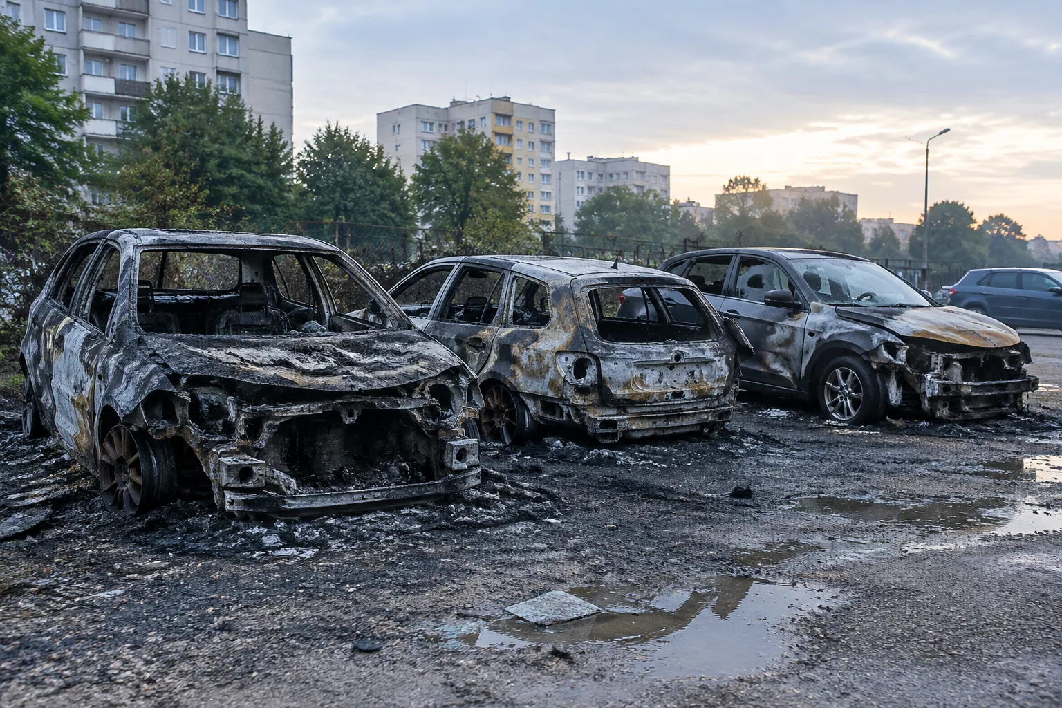 Три коли изгоряха на паркинг в Трошево, Варна