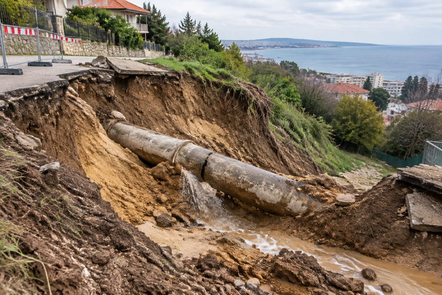 РДНСК-Варна посочи аварирал водопровод като причина за свлачище